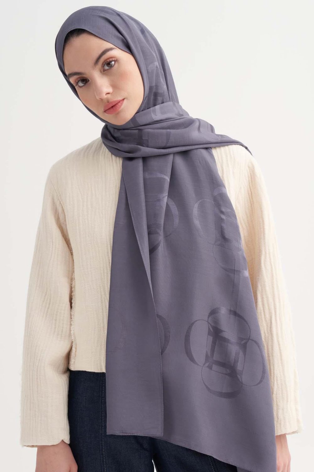 Aura Desen Rina Floş Jakar Şal Füme