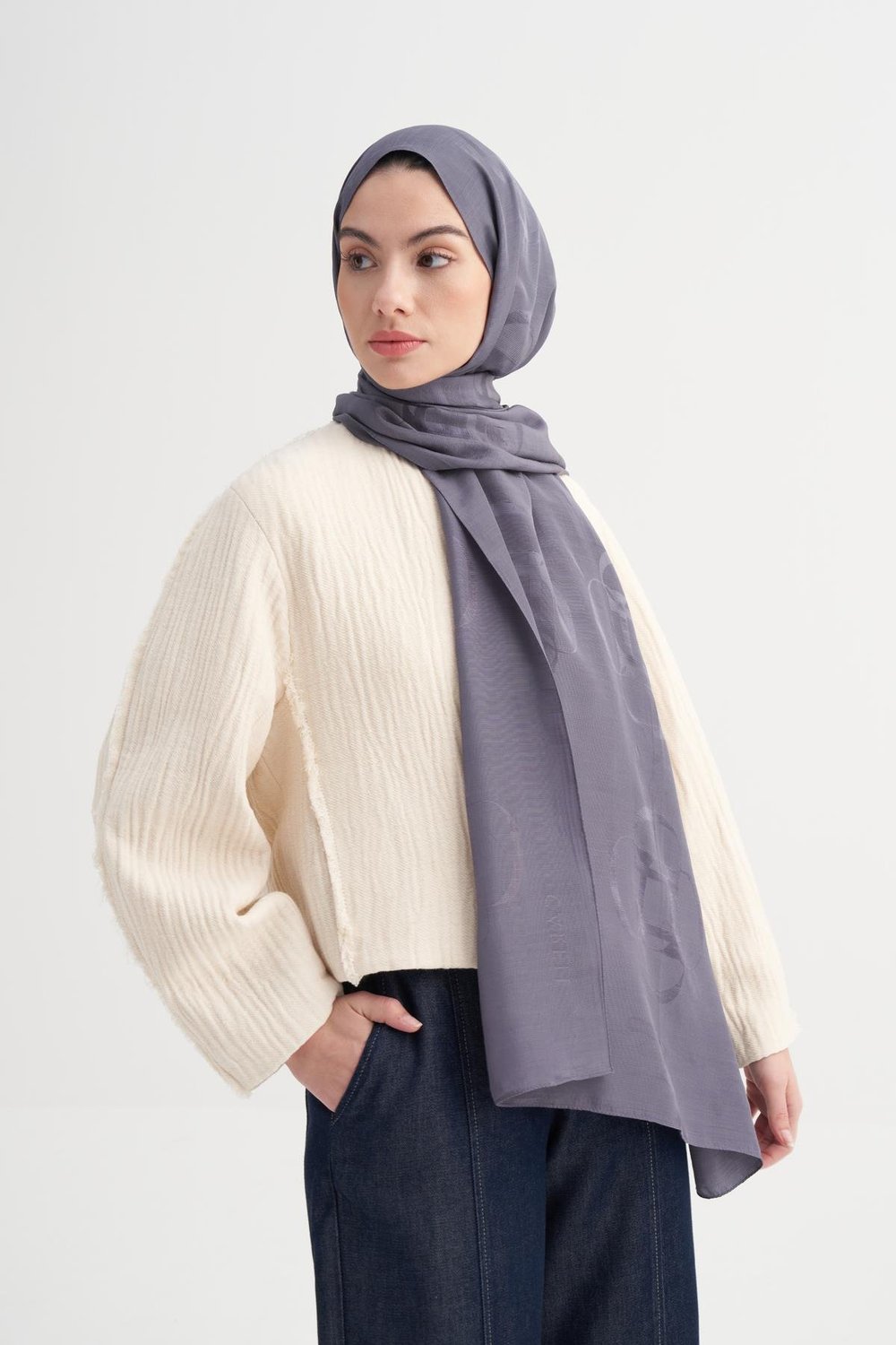 Aura Desen Rina Floş Jakar Şal Füme