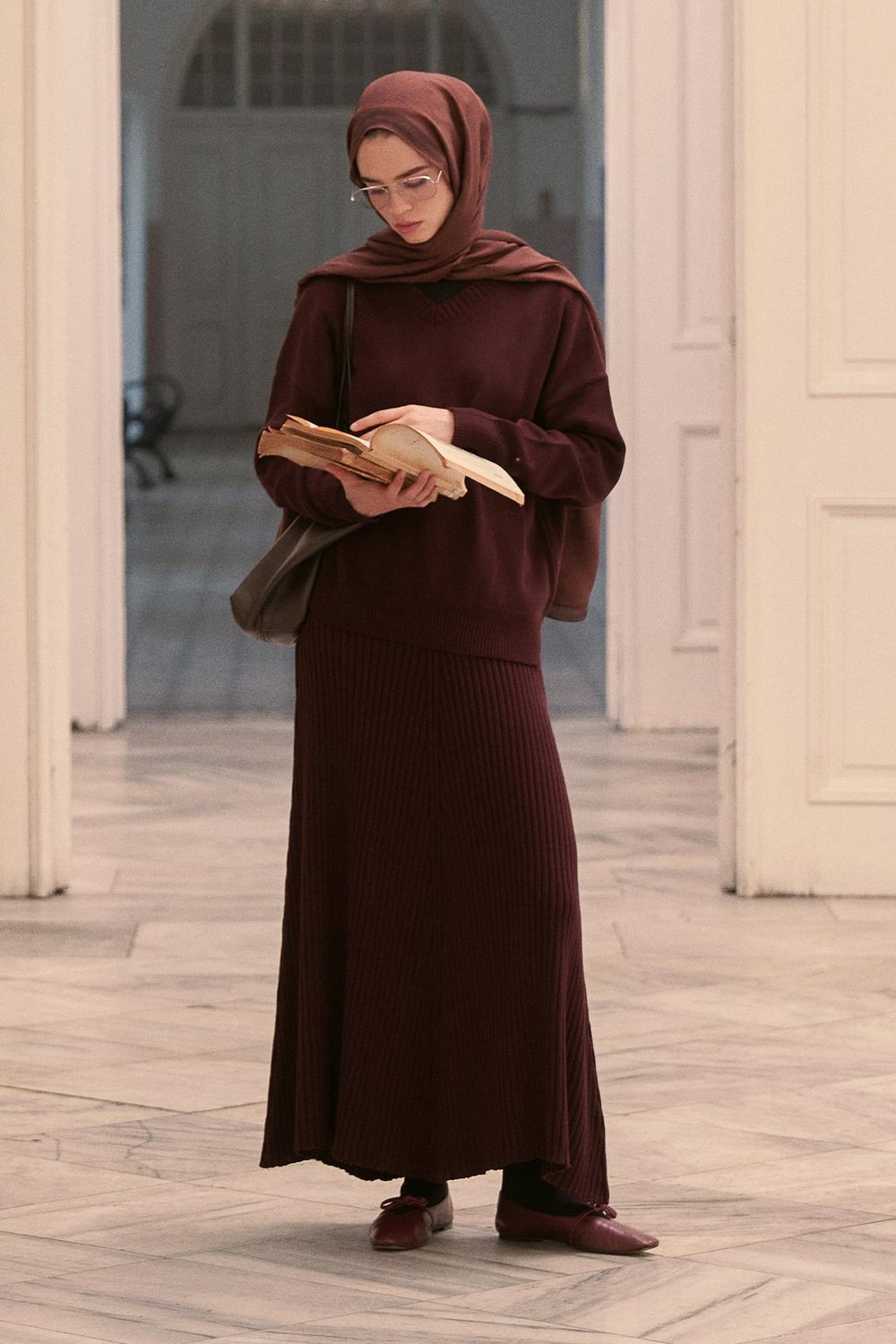 Fitilli Triko Etekli Takım Mürdüm