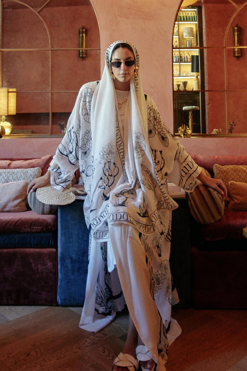 Desert Floş Abaya Ekru