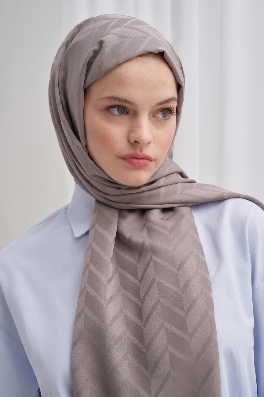 Baklava Desen Pamuk İpek Şal Küllü Gri