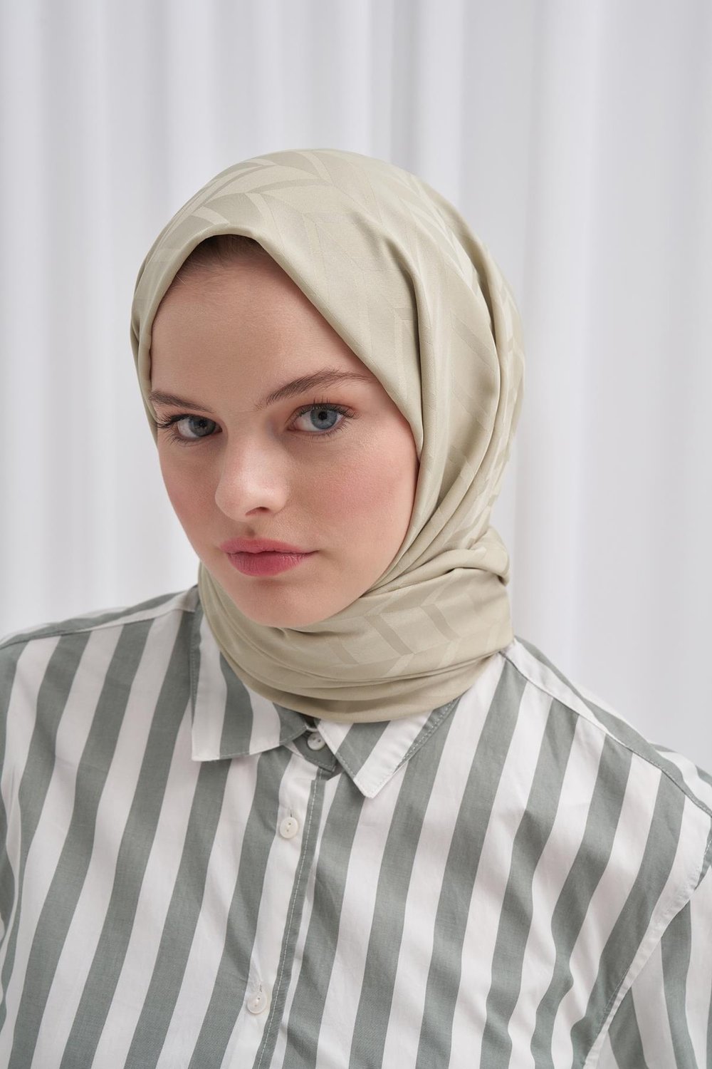 Baklava Desen Pamuk İpek Şal Soft Yeşil