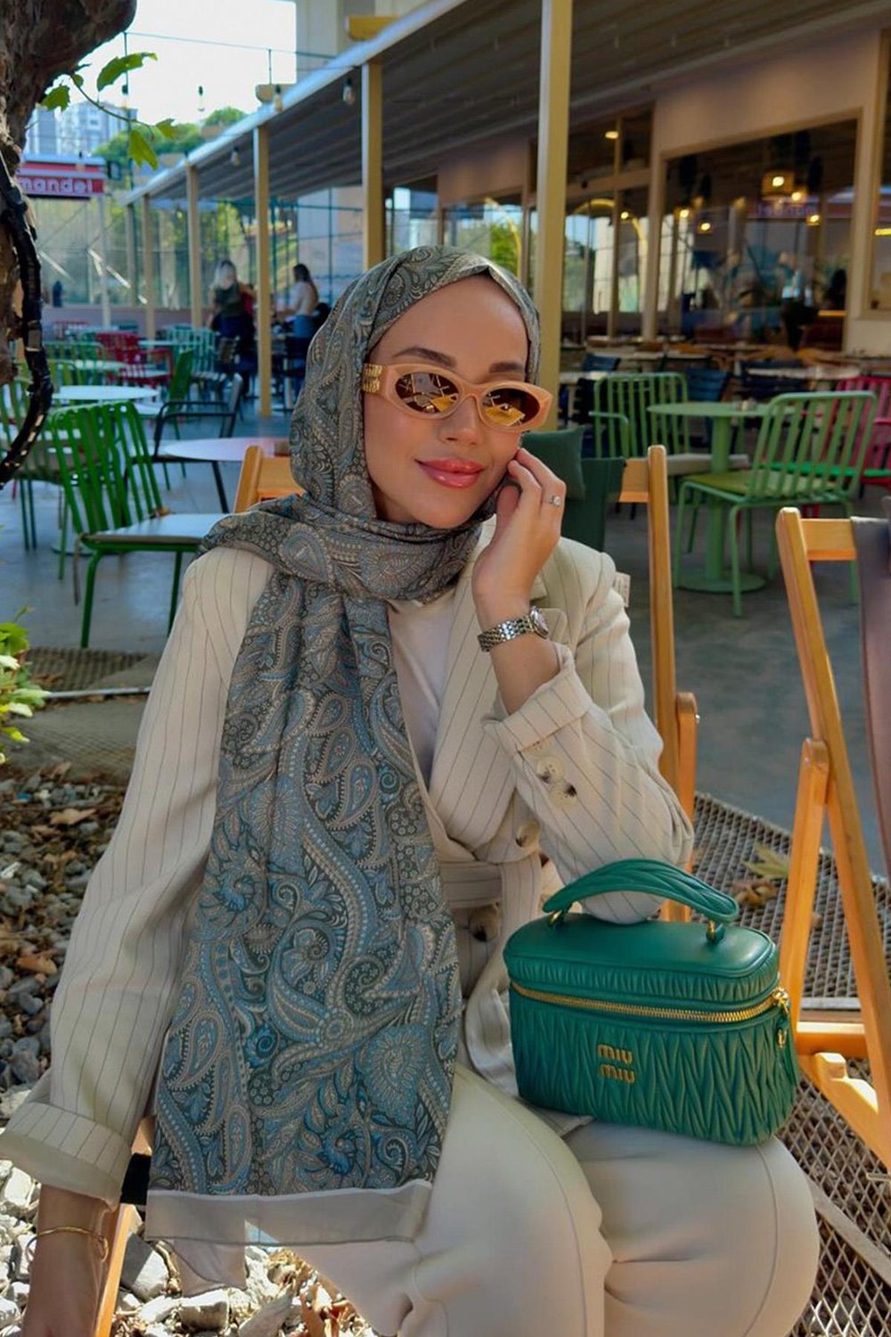 Betül Duman'ın Tercihi Nilla Pamuklu Şal Vega Yeşil