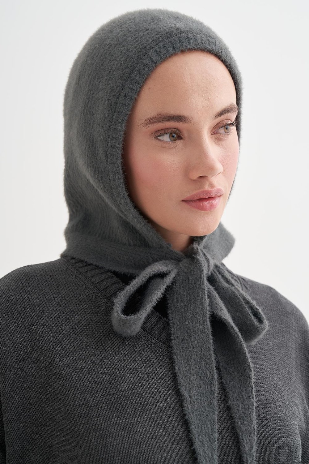 Knit Balaclava Bere Başlık Antrasit