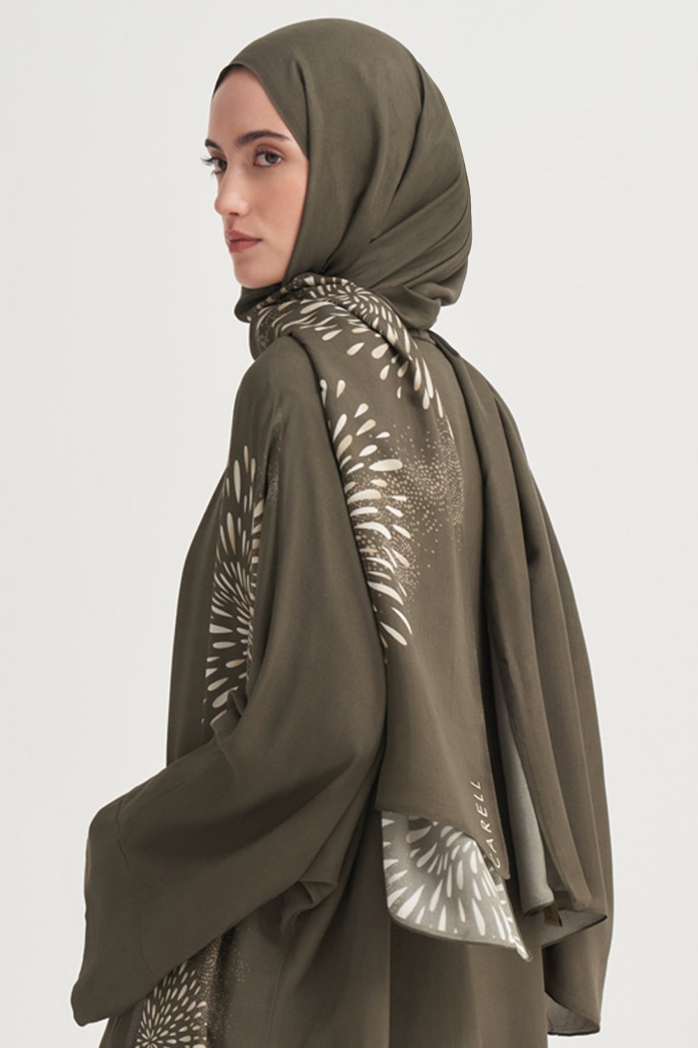 Lumira Monogram Floş Şal Haki