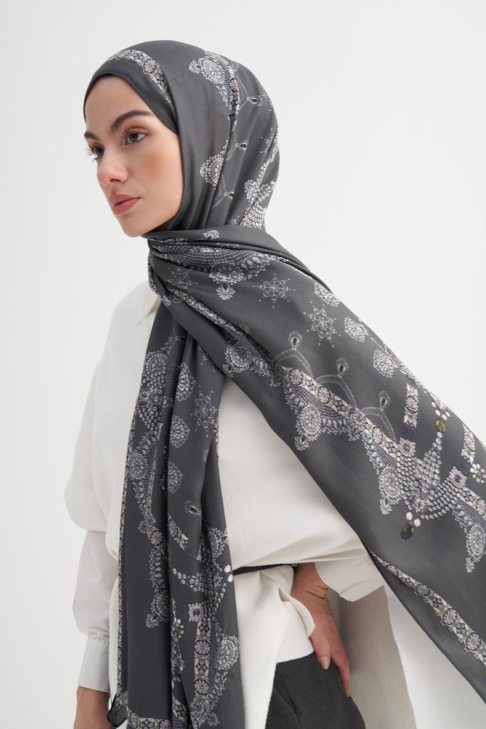 Nova İncira Viskon Şal Antrasit