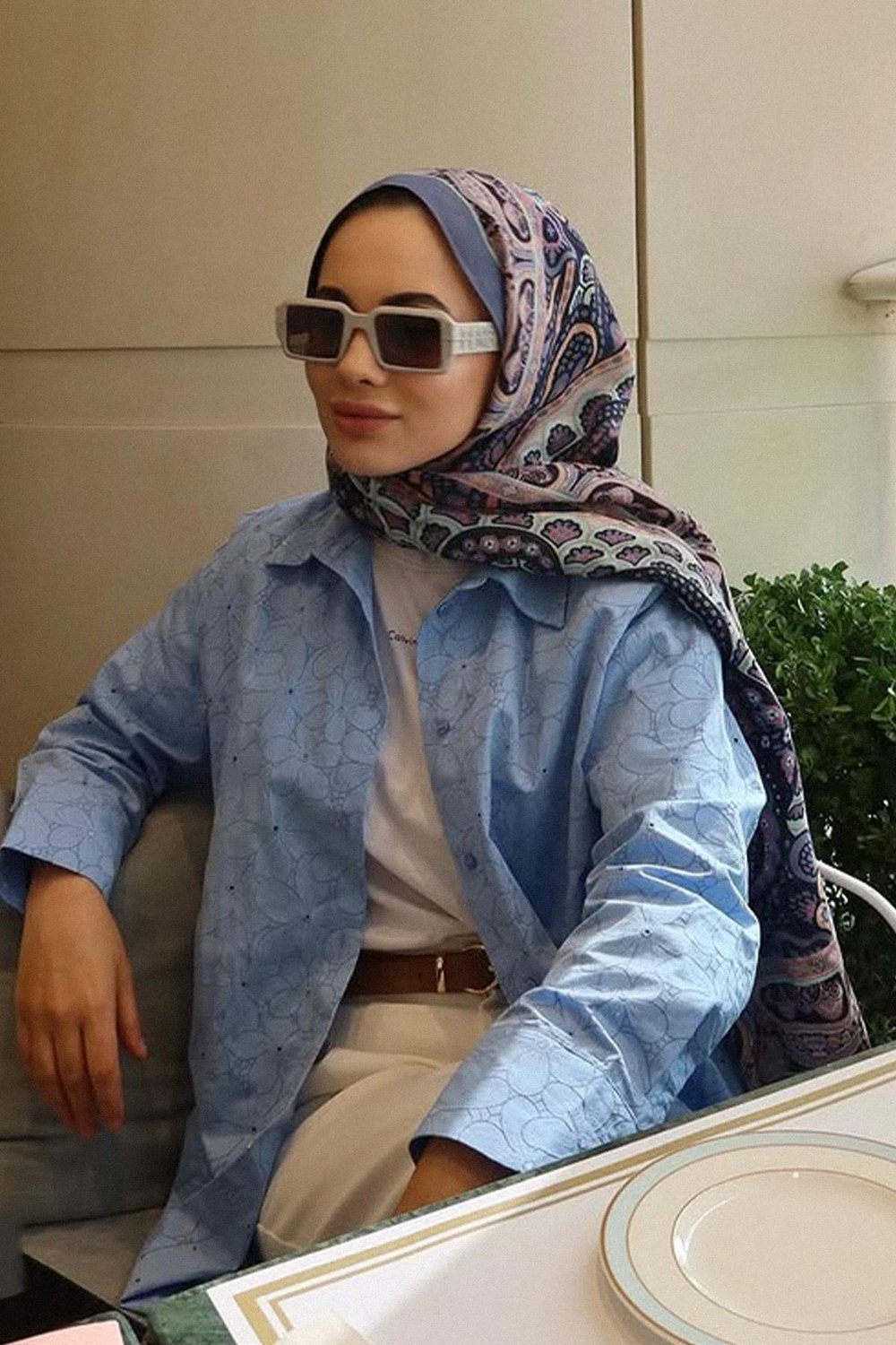 Mervenur Akyüzün Tercihi Olea Lila Nilla Pamuklu Şal