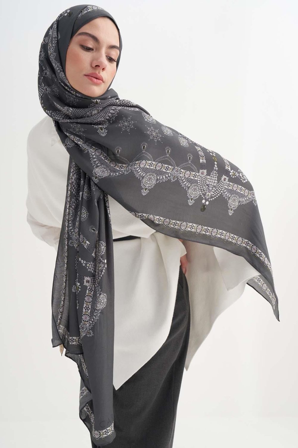 Nova İncira Viskon Şal Antrasit