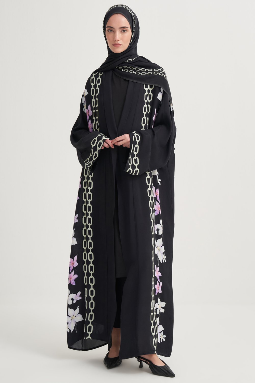 Nora Premium Floş Abaya Siyah