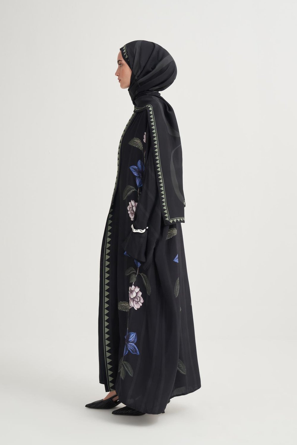 Blossra Premium Floş Abaya Siyah