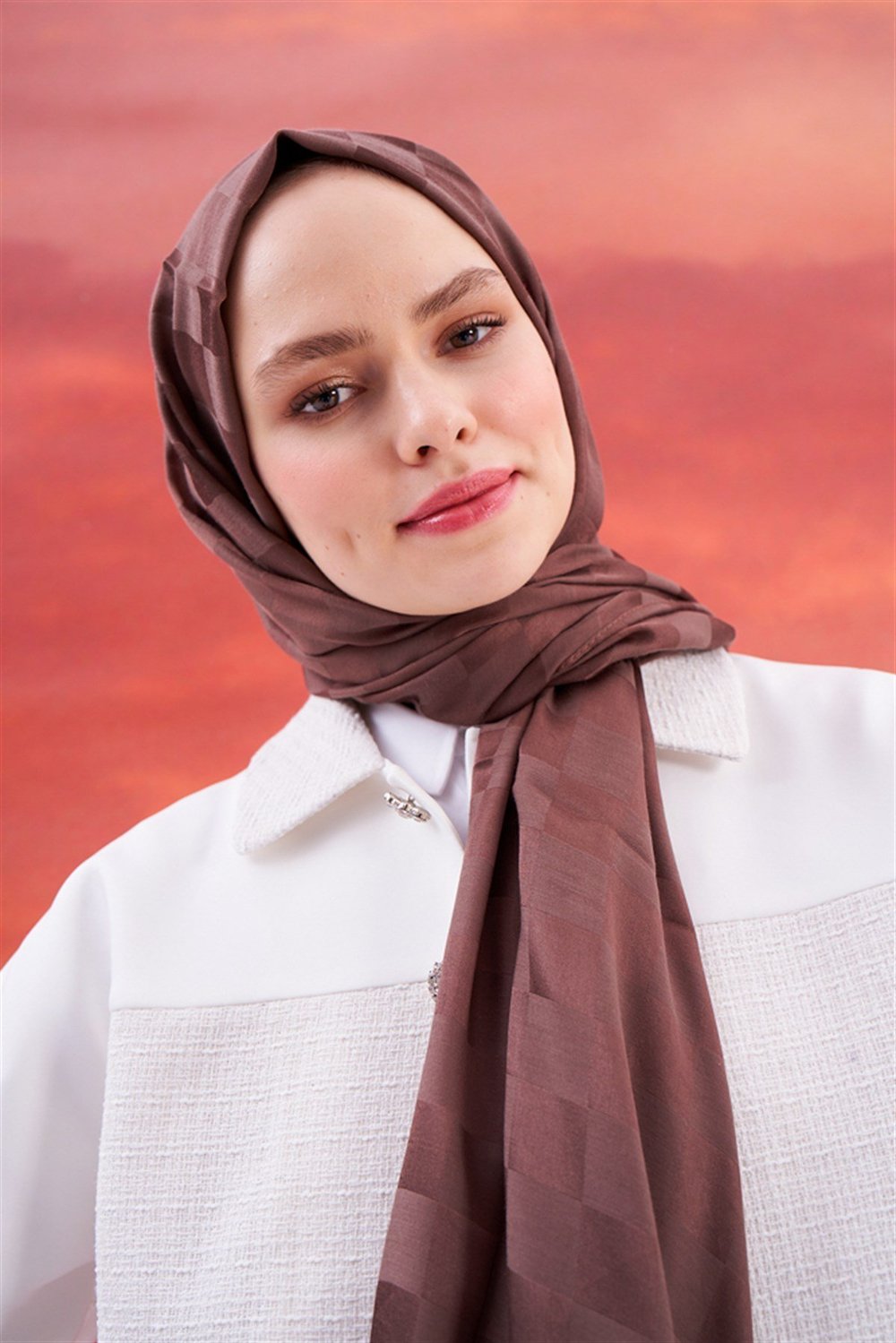 Dama Jakar İtalyan İpekli Şal Soft Kahve