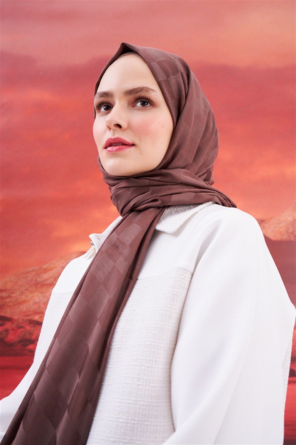 Dama Jakar İtalyan İpekli Şal Soft Kahve