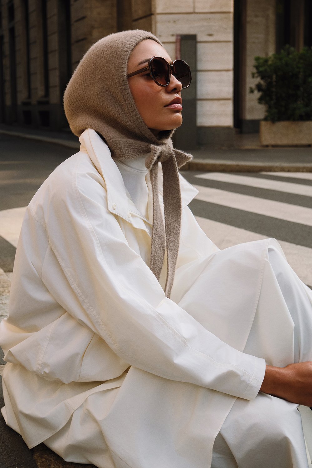 Knit Balaclava Bere Başlık Soft Kahve