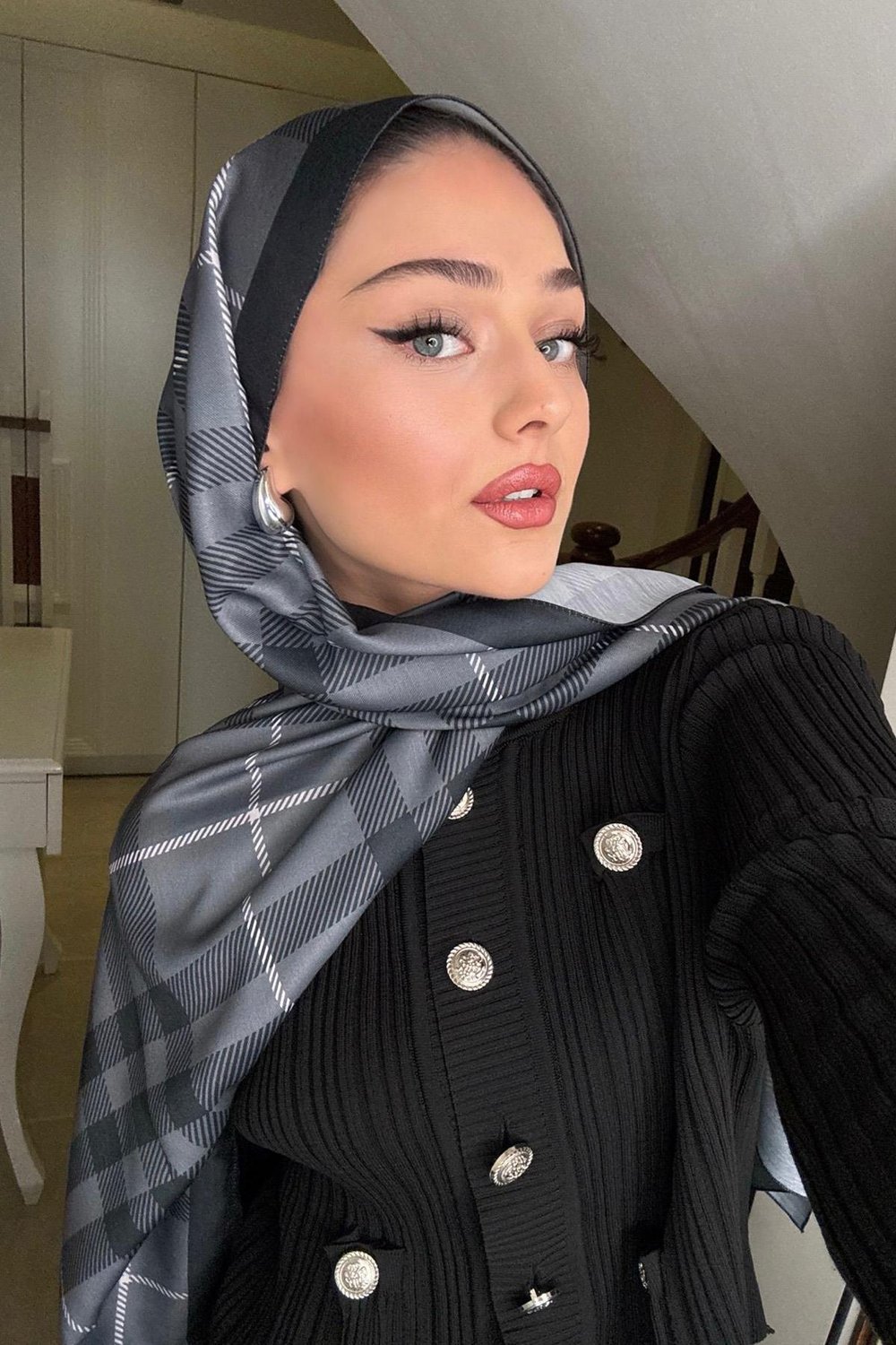 Echo Pamuk Şal Cuadros Gri