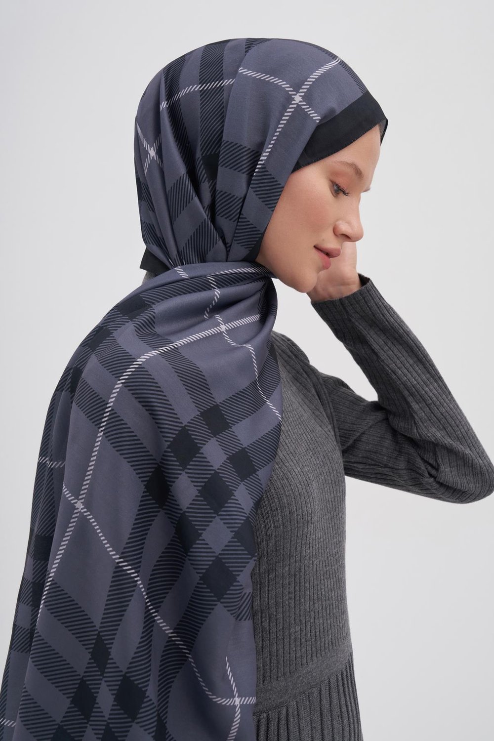 Echo Pamuk Şal Cuadros Gri