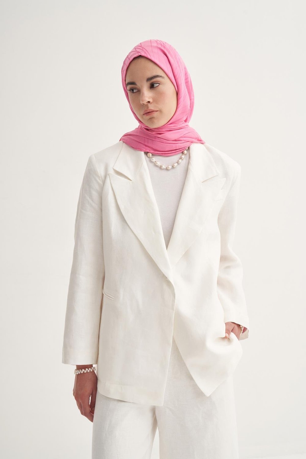 Simetrik Jakar İtalyan  İpekli Şal Koyu Pembe