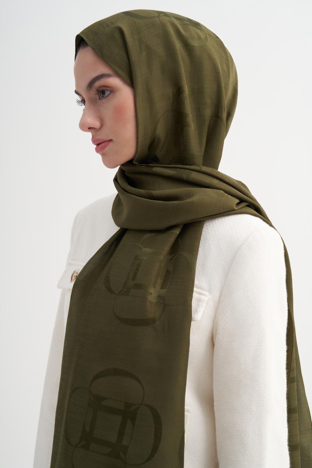 Aura Desen Rina Floş Jakar Şal Haki