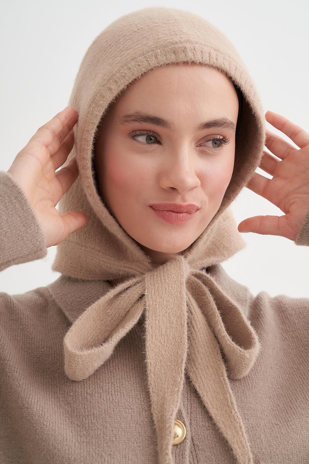 Knit Balaclava Bere Başlık Vizon