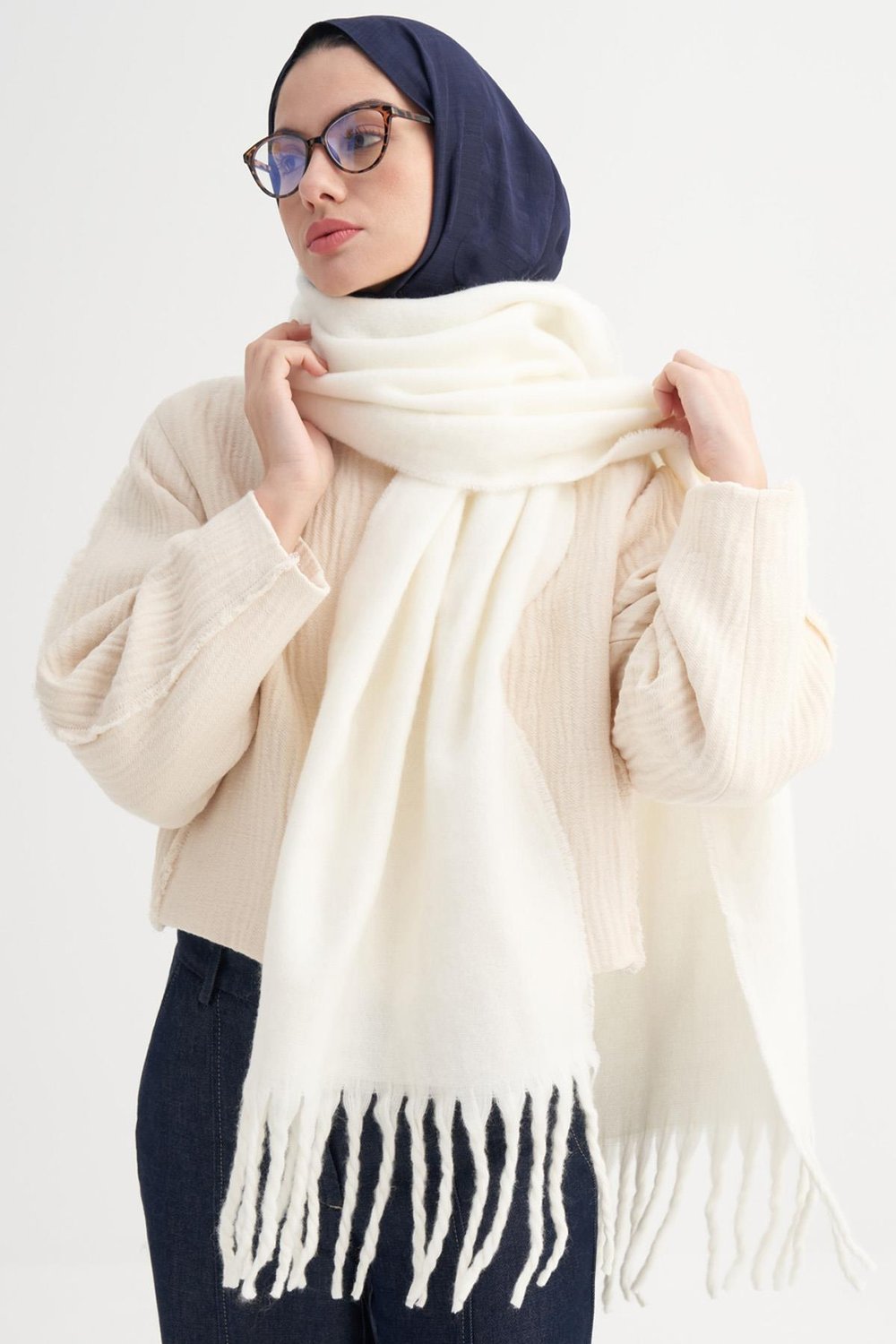 Şal Atkı Ekru