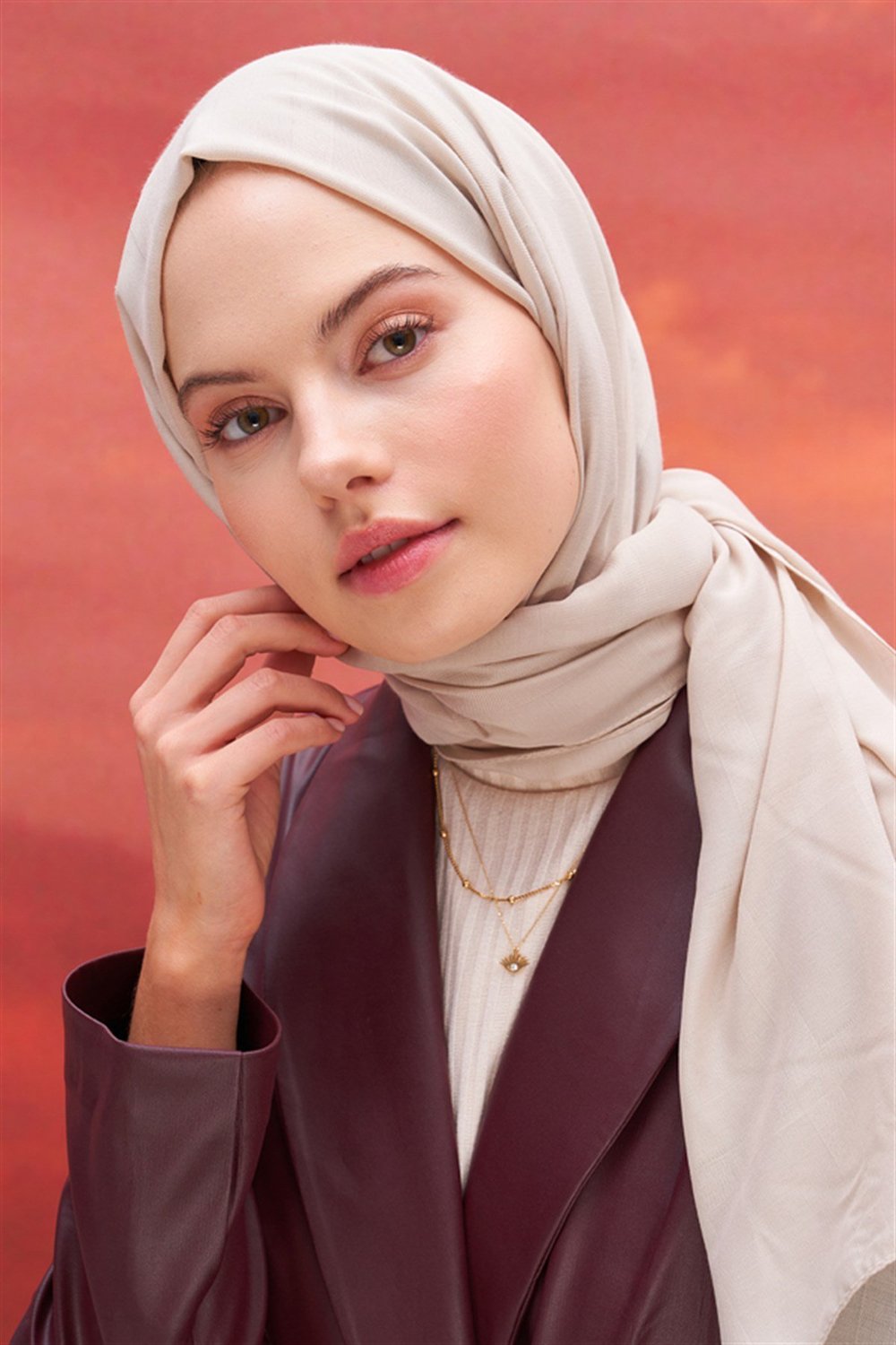 Kare Desen Modal Jakar Şal Camel