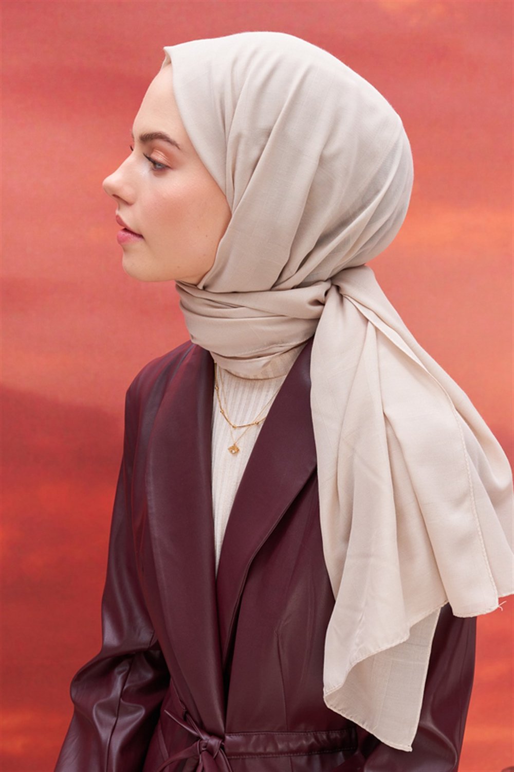 Kare Desen Modal Jakar Şal Camel