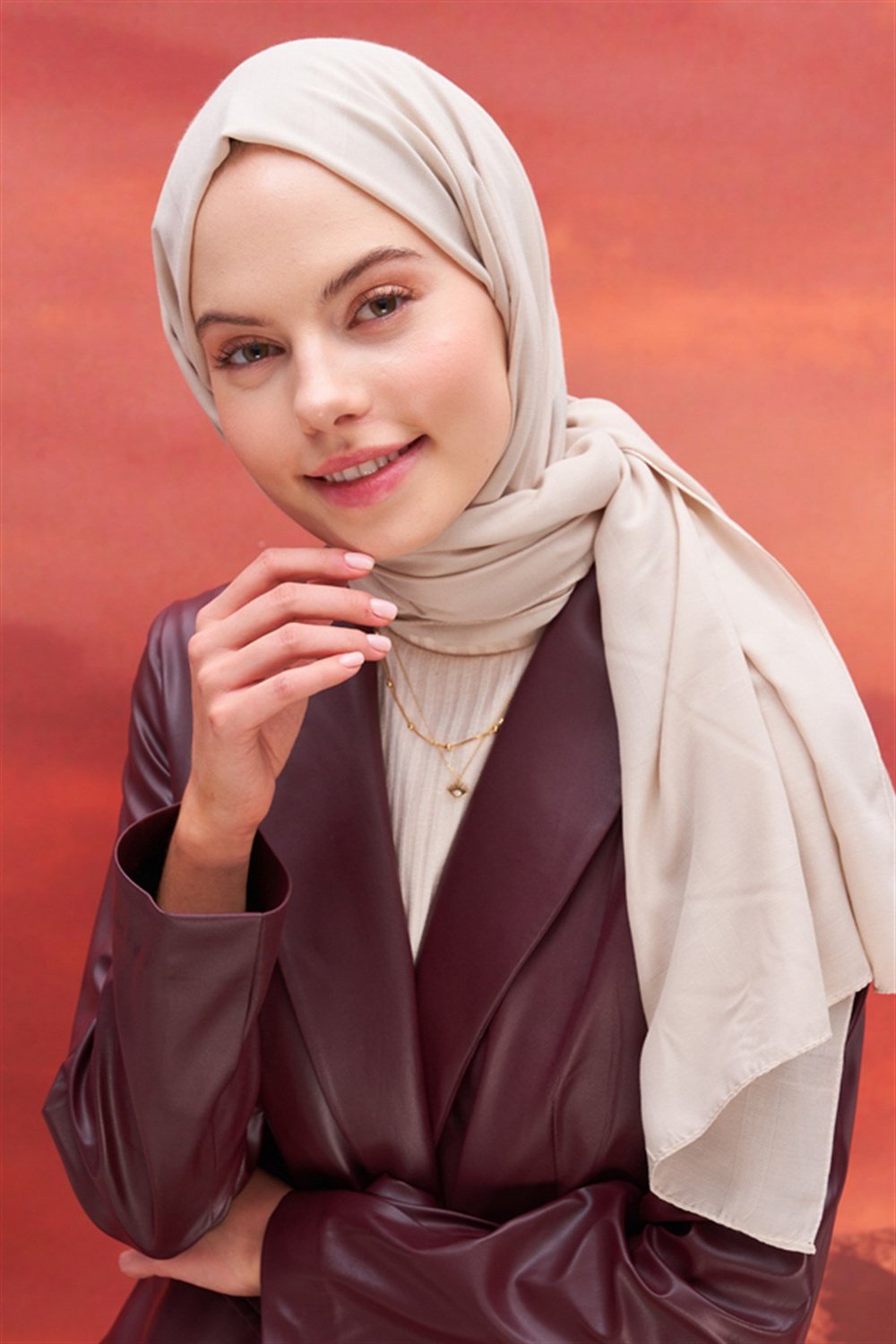 Kare Desen Modal Jakar Şal Camel