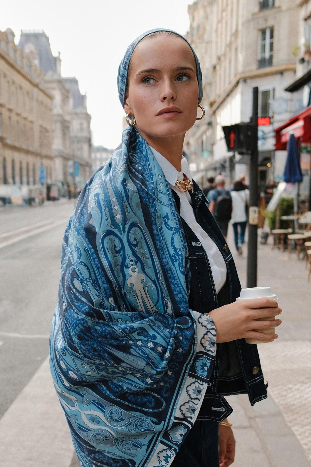 Navy Nightfall Comfy İpek Şal