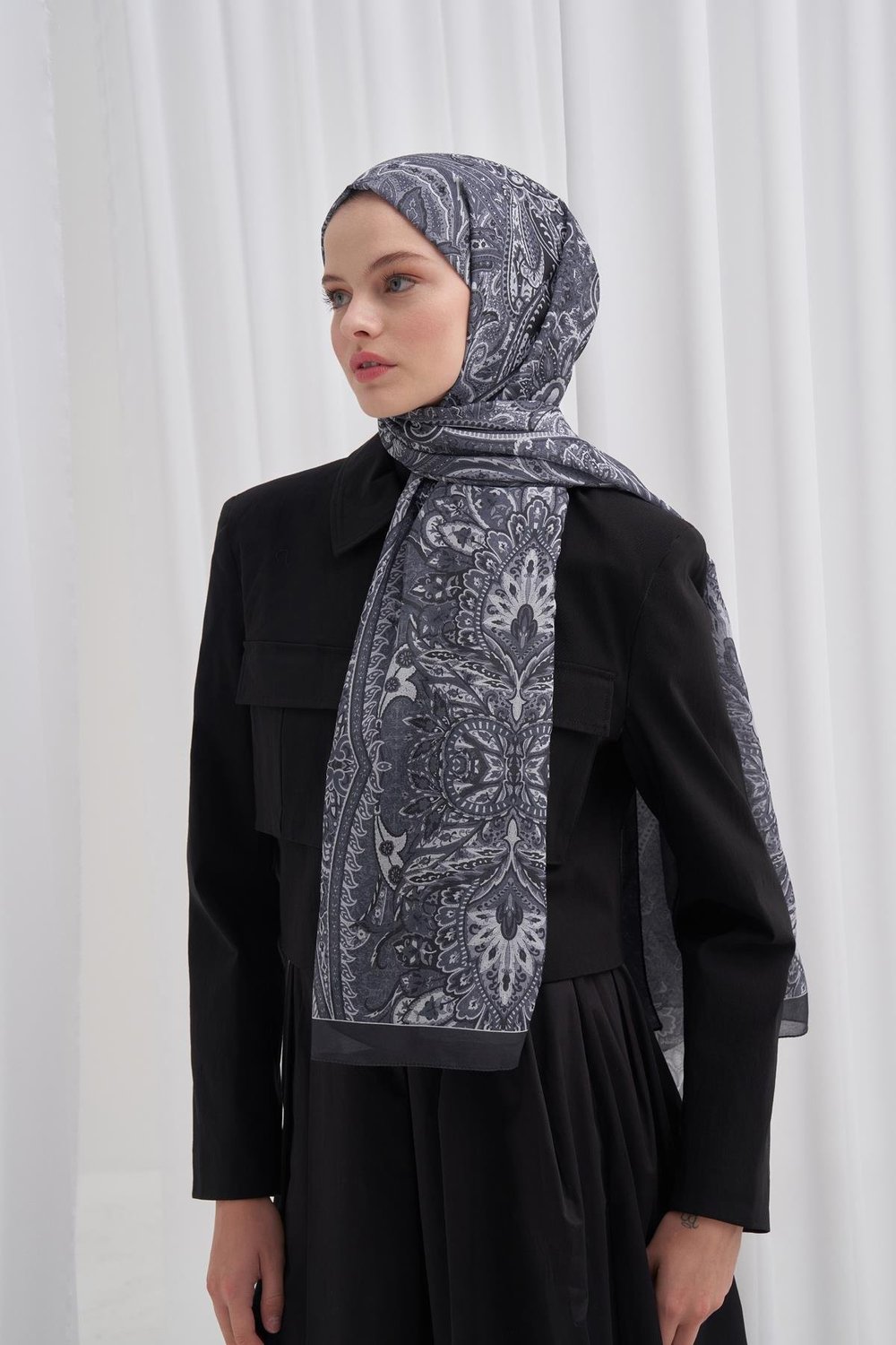 Nilla Pamuklu Şal Diamond Gri