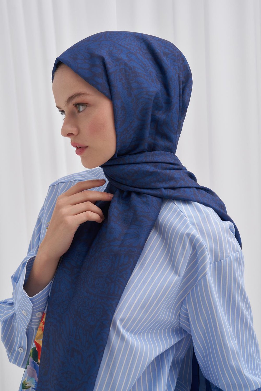 Nilla Pamuklu Şal Elegance Lacivert