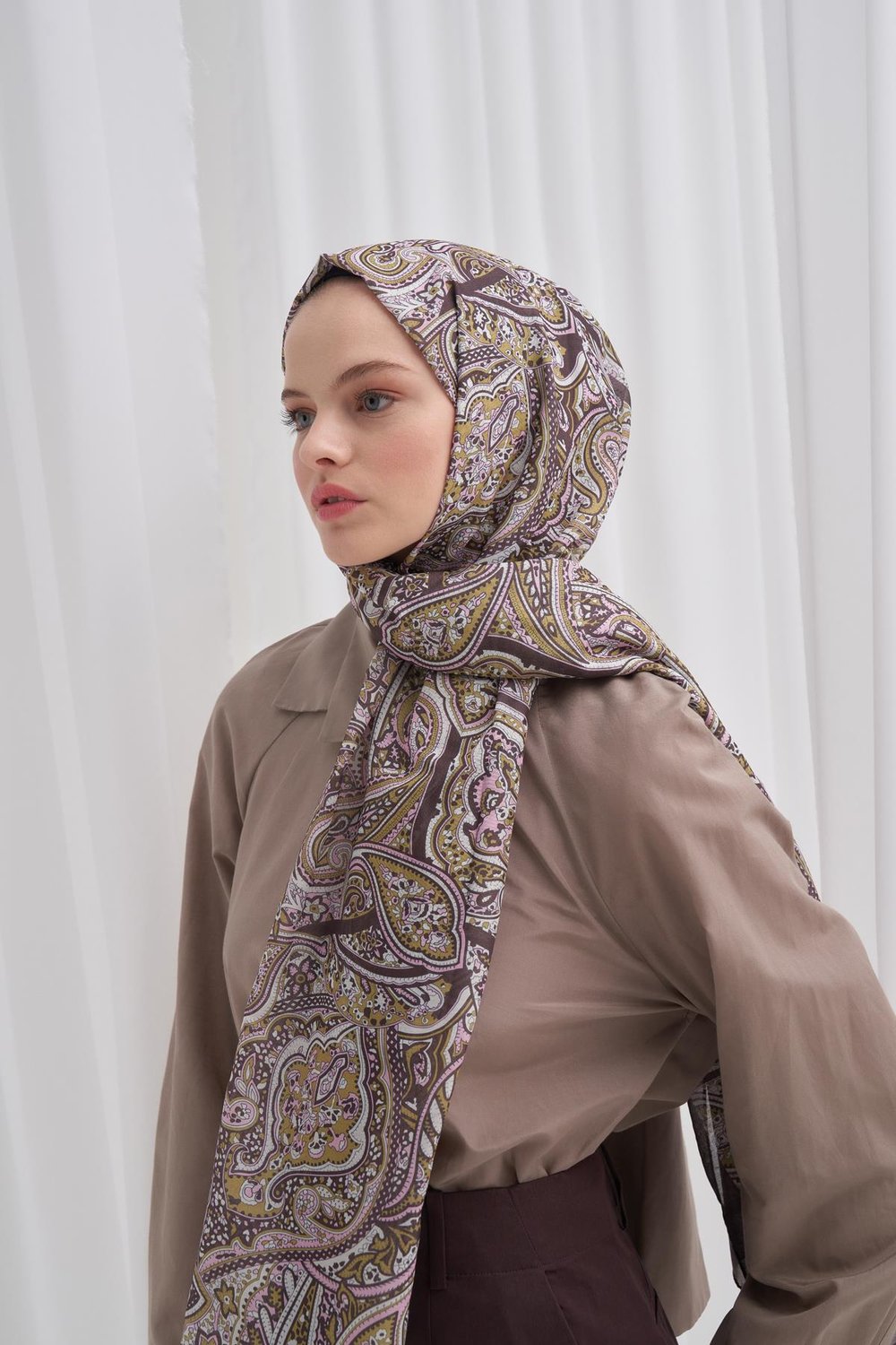 Nilla Pamuklu Şal Ephesus Kahverengi