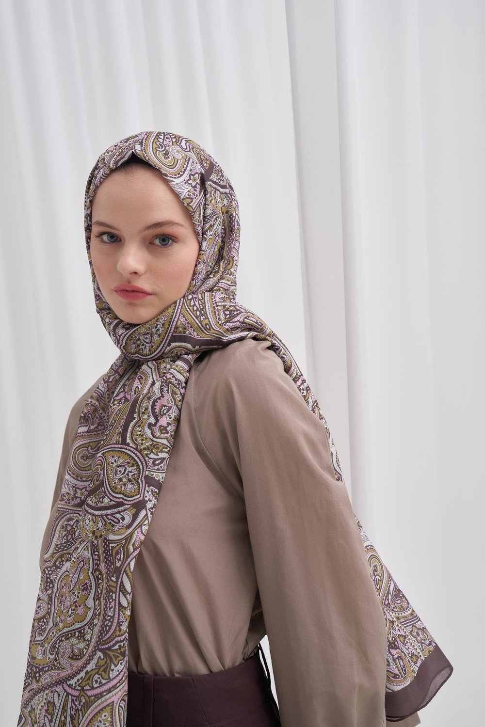 Nilla Pamuklu Şal Ephesus Kahverengi