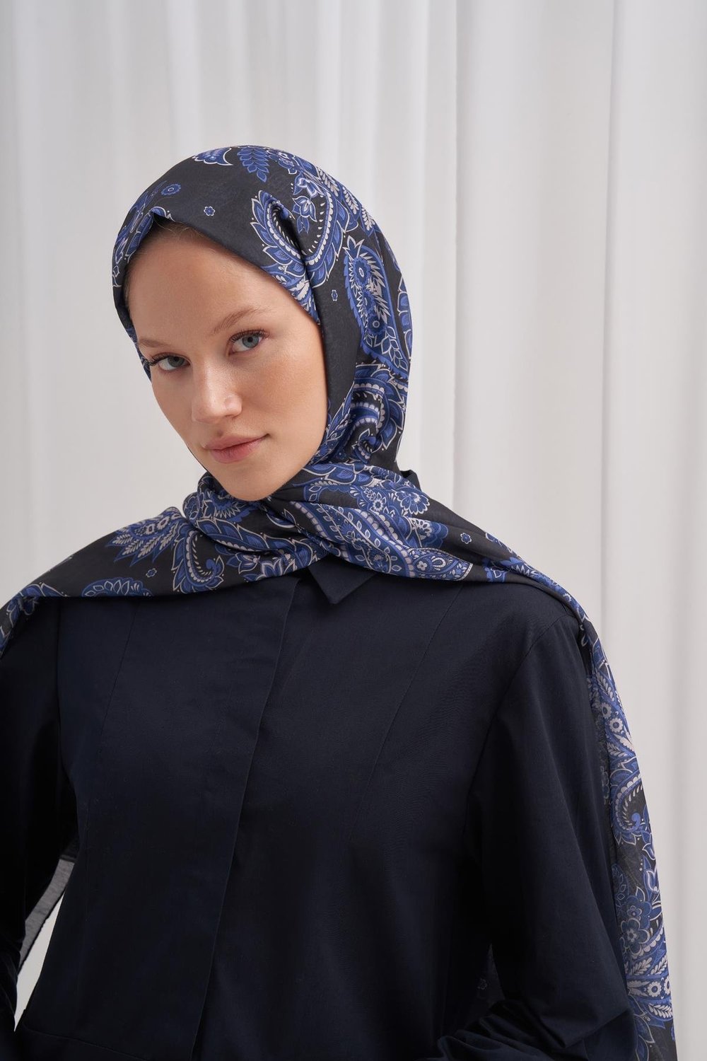 Nilla Pamuklu Şal Mosaic Lacivert