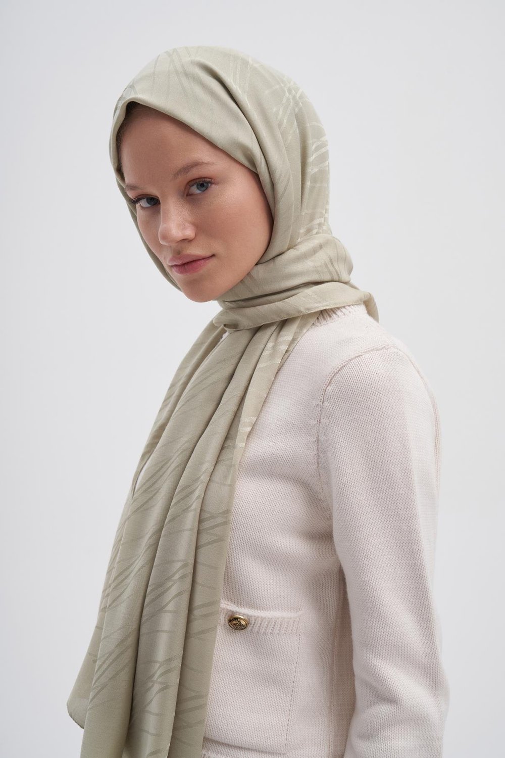 Simetrik Jakar İtalyan İpekli Şal Soft Yeşil