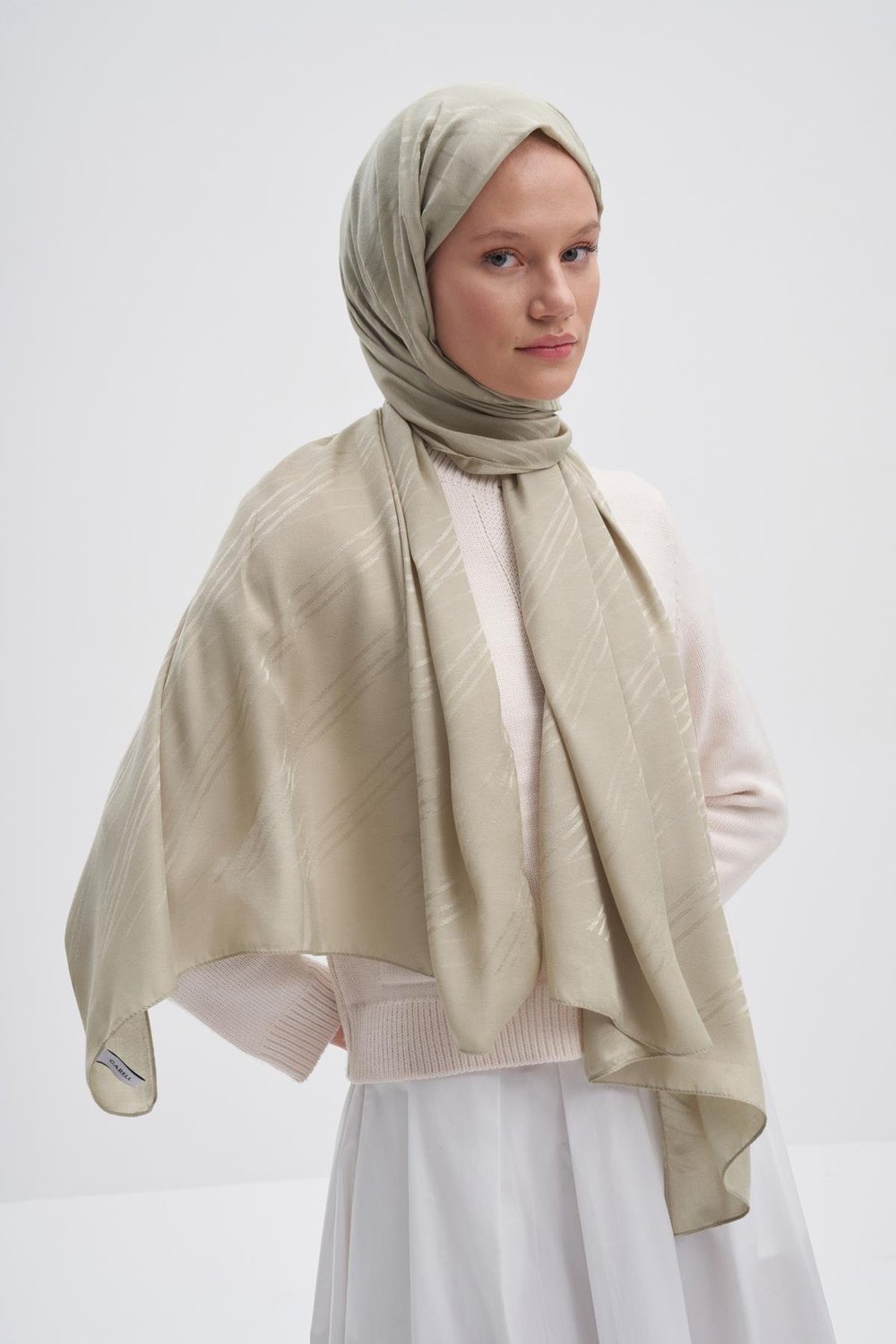 Simetrik Jakar İtalyan İpekli Şal Soft Yeşil