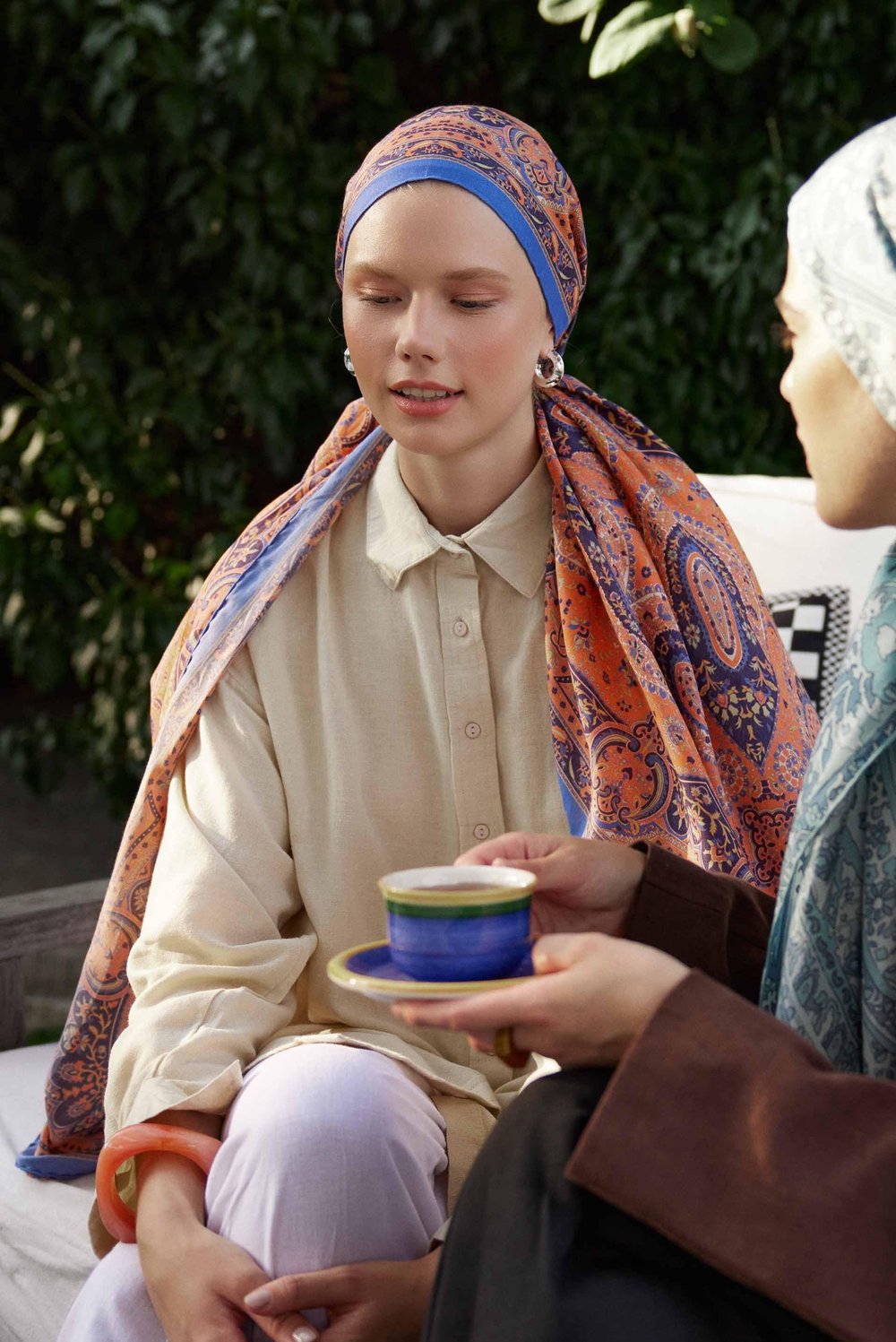 Sunset Blaze Turuncu Comfy İpek Şal