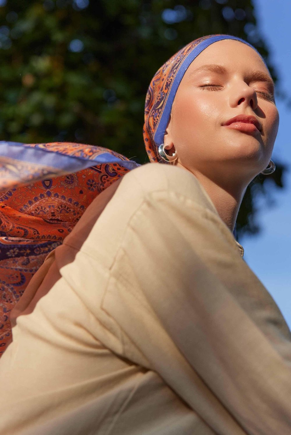 Sunset Blaze Turuncu Comfy İpek Şal