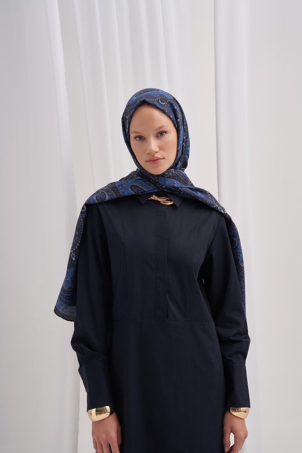 Sunset İndigo Comfy İpek Şal