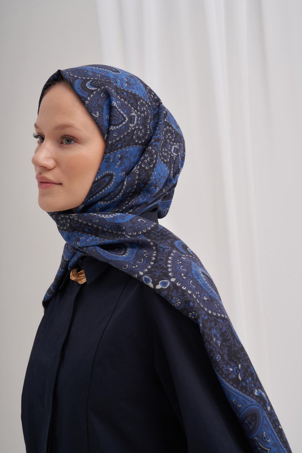 Sunset İndigo Comfy İpek Şal