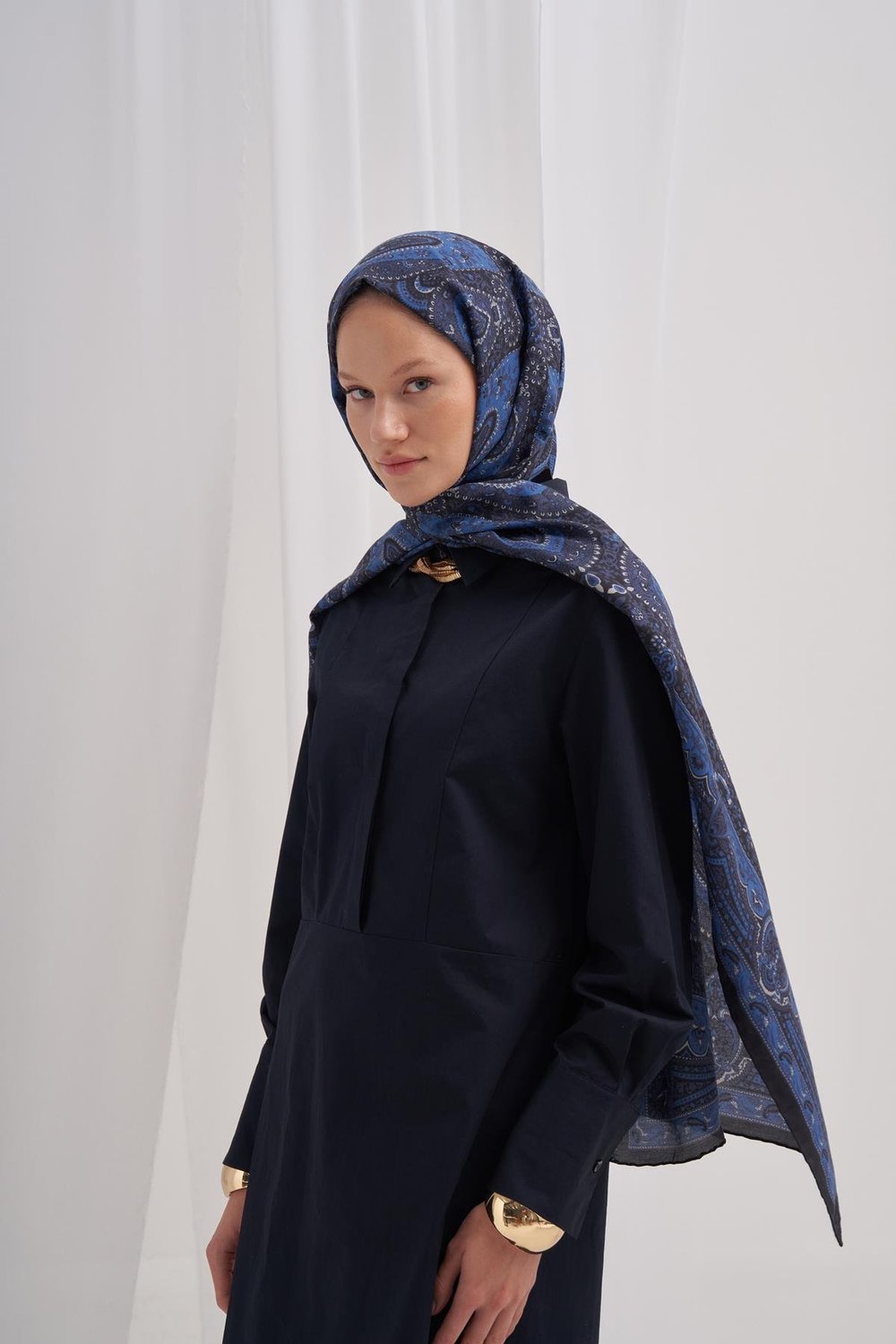 Sunset İndigo Comfy İpek Şal