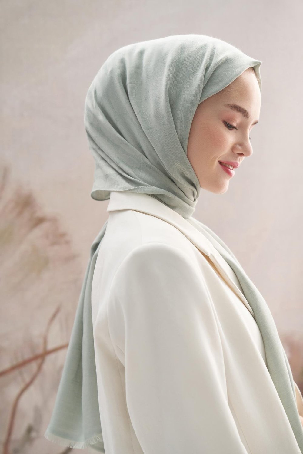 Vence Çift Taraflı Mio Desen İpek Şal Mint Yeşili