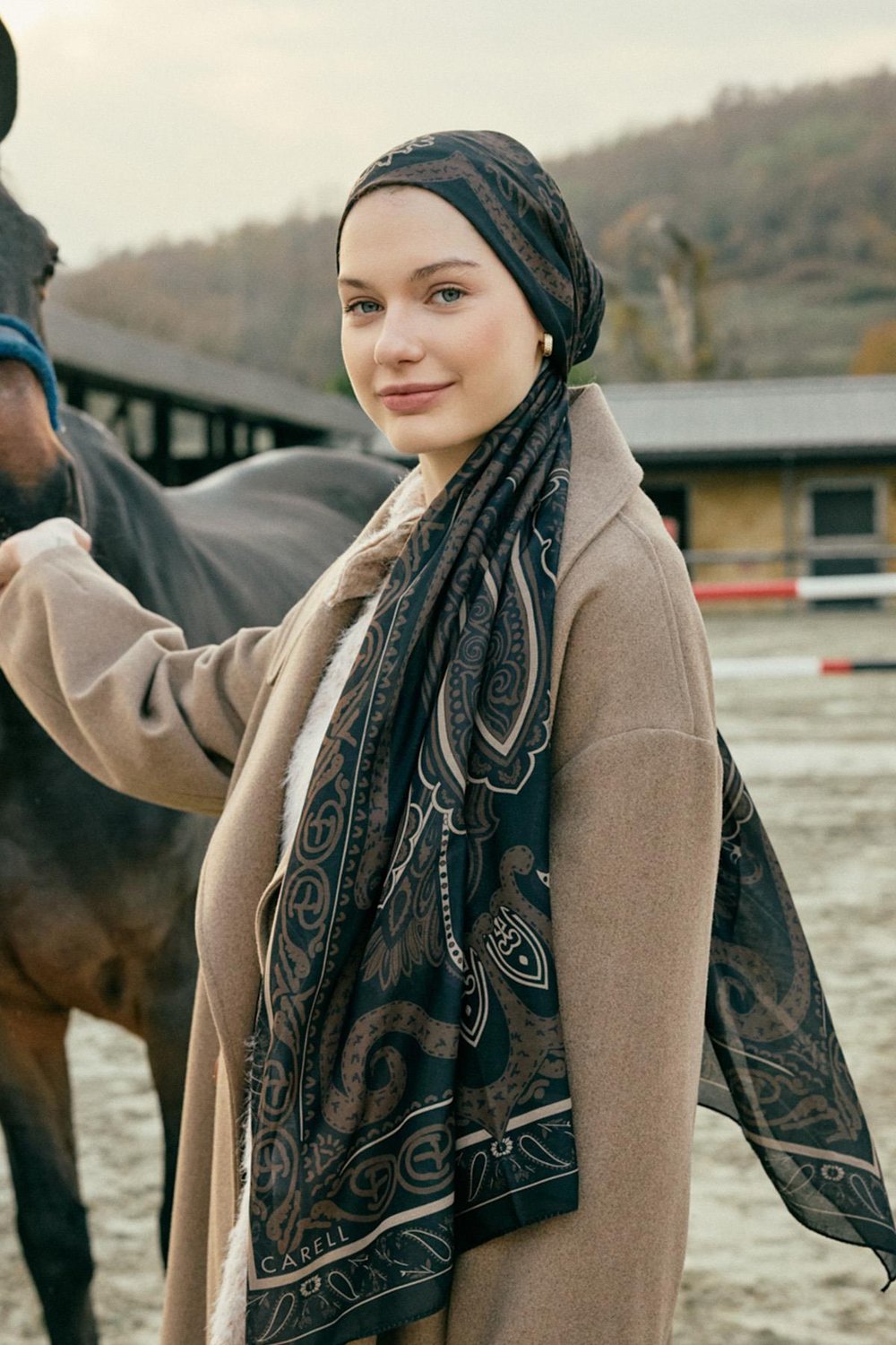 Vintage Acı Kahve Nilla Pamuklu Şal