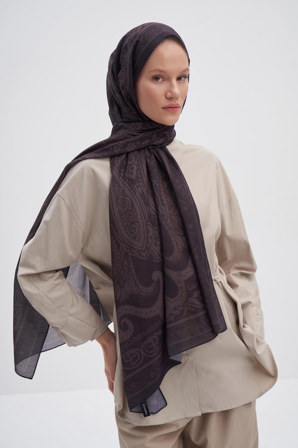 Vintage Dark Nilla Pamuklu Şal