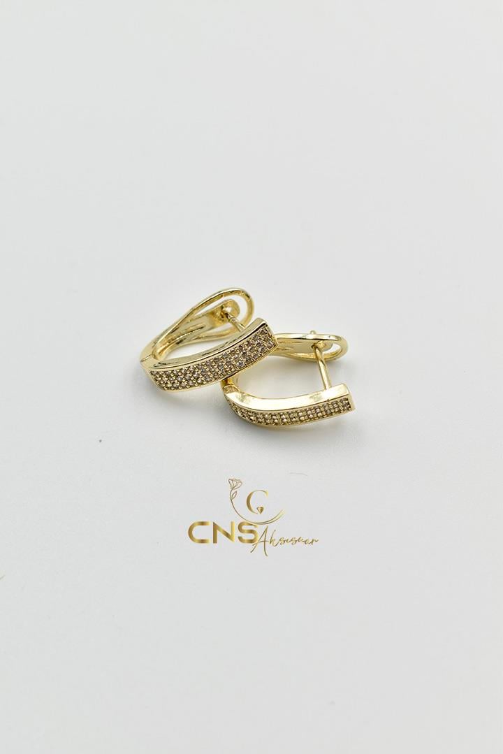 14K U Model Zirkon Taş Küpe