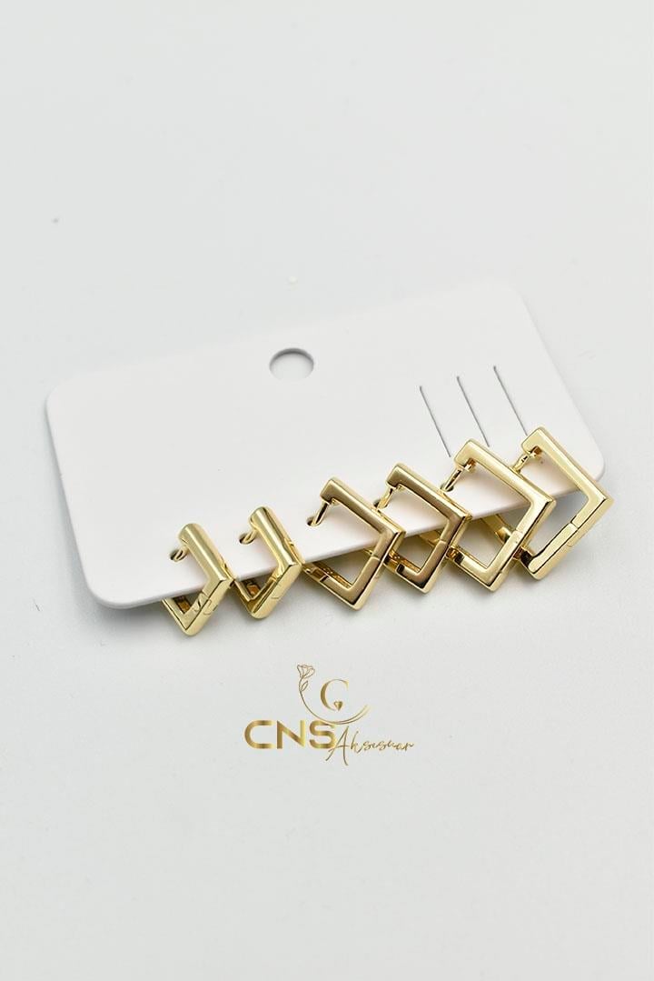 14K Vip 6'lı Kare Set Küpe