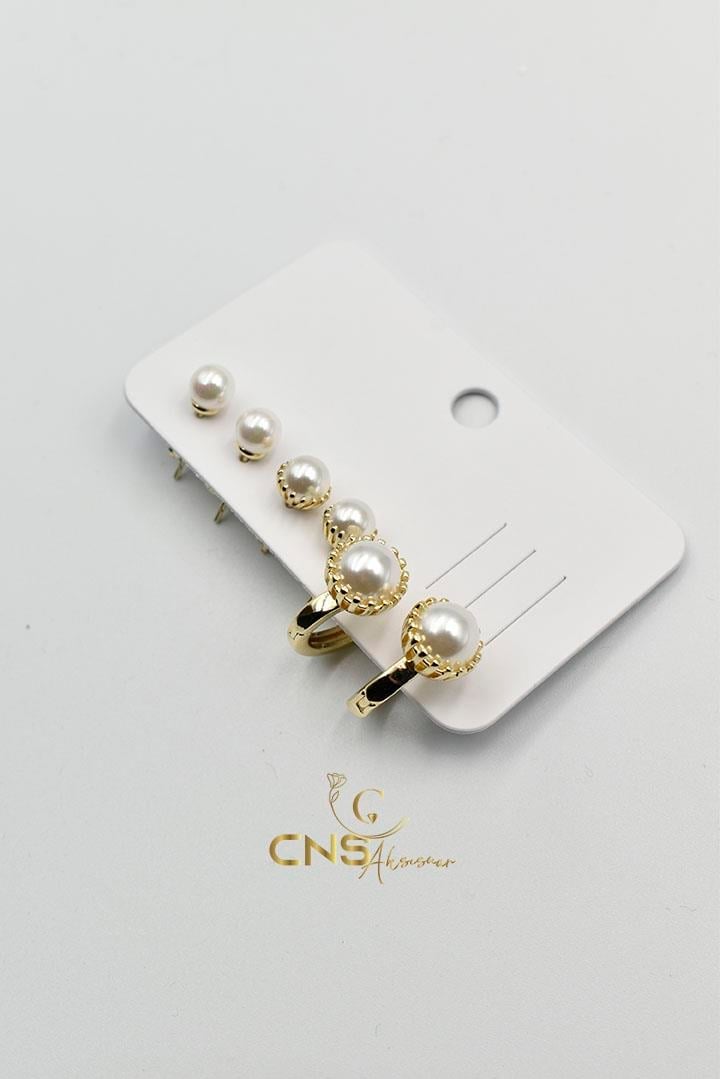 14K Vip İnci 6'lı Set Küpe