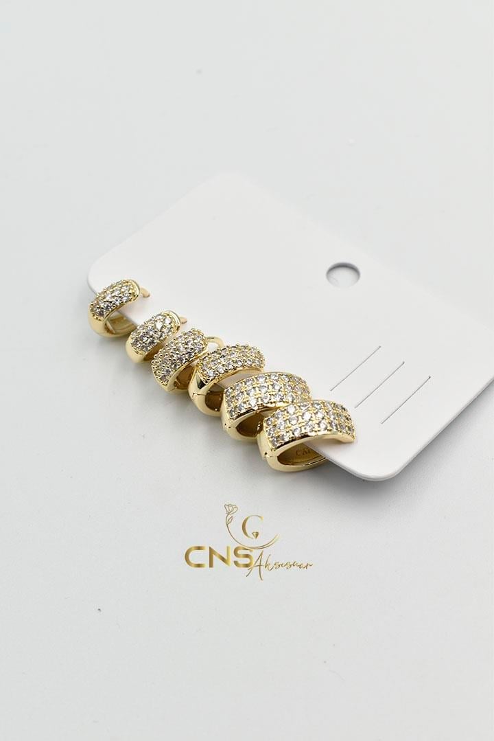 14K Vip zirkon Taş Süsleme Halka 6'lı Set Küpe