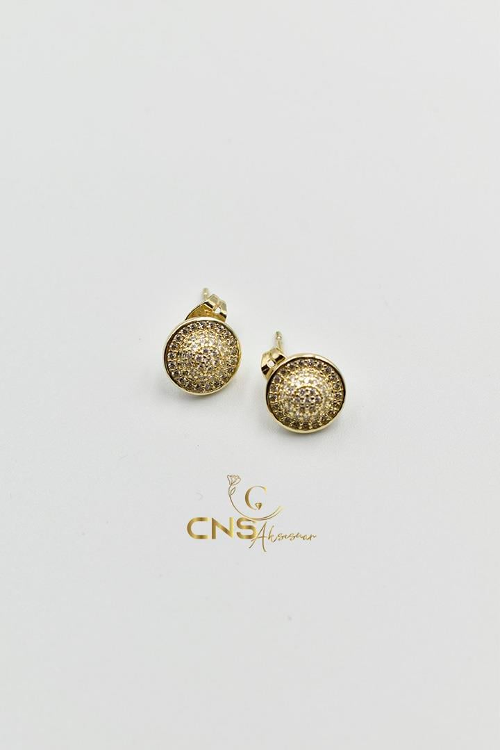 14K Zirkon Taş Süsleme Küpe