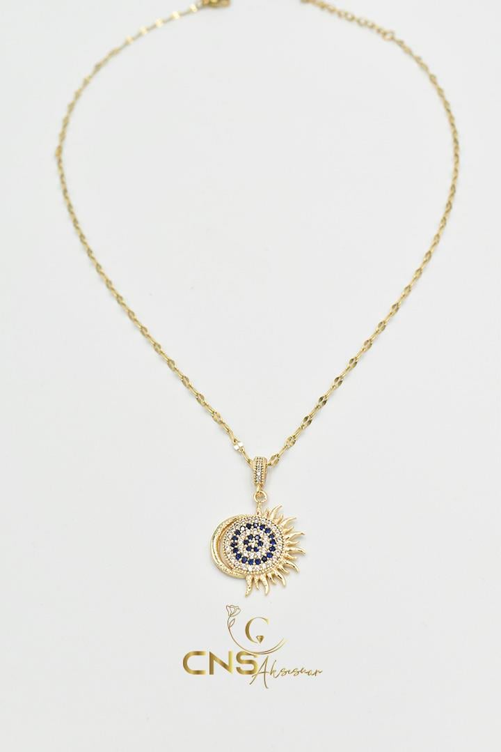 Minimal 14K Güneş/Nazar Boncuk Detay Kolye