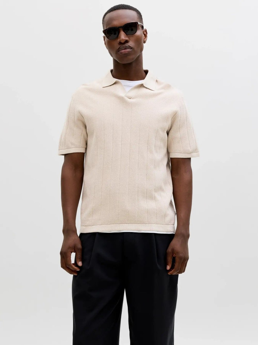 Jack & Jones Jjebradley Knit Split Neck Ss Sn Erkek T-Shirt