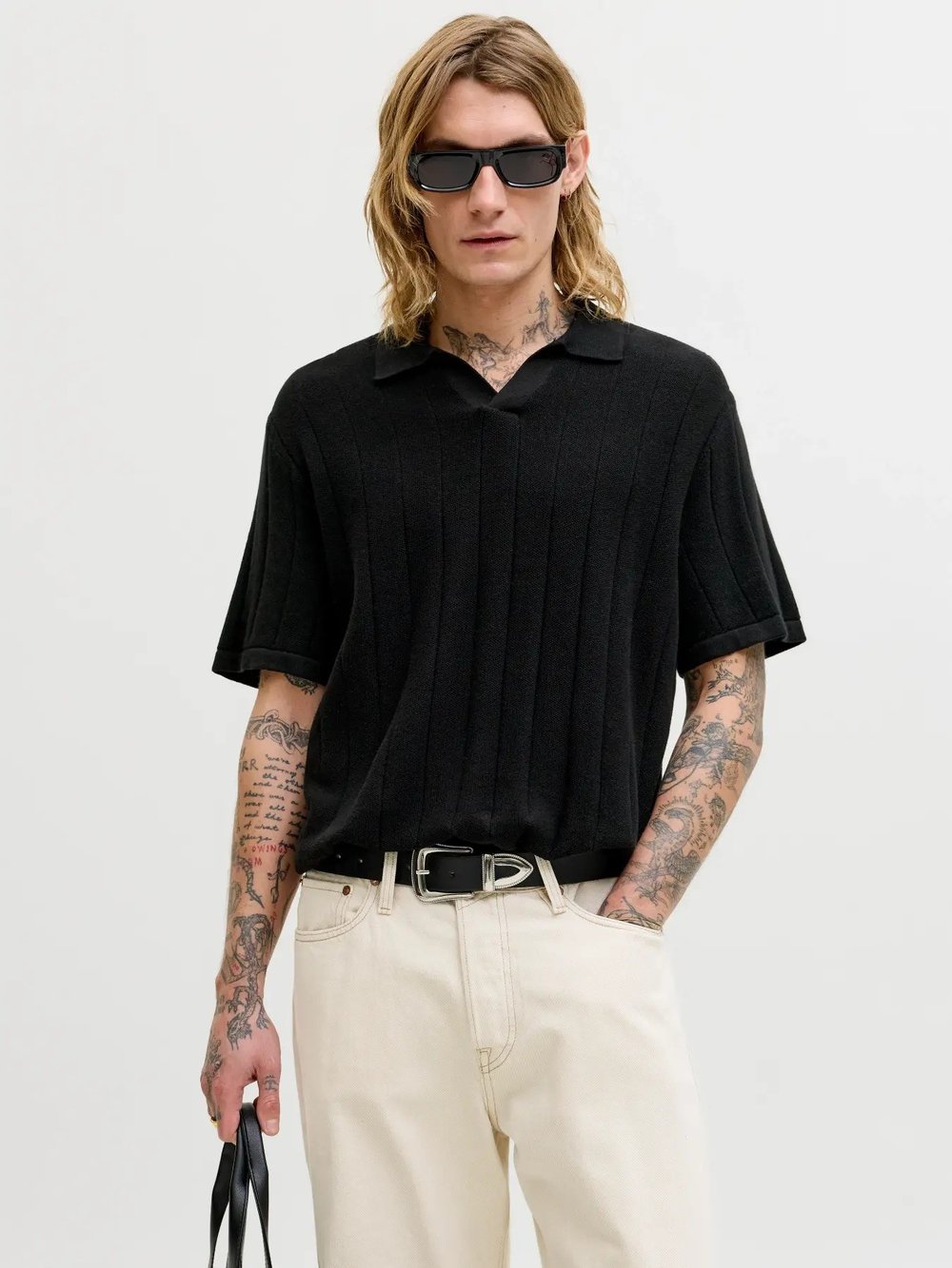 Jack & Jones Jjebradley Knit Split Neck Ss Sn Erkek T-Shirt